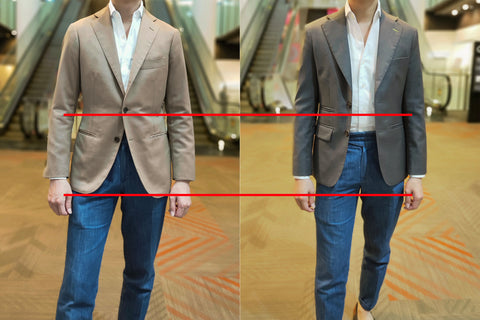 position of button and length of jacket