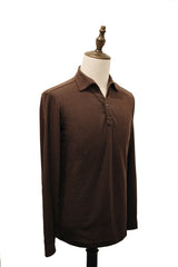 One Piece Collar Polo Tee Long Sleeve - Brown - Assemble Singapore