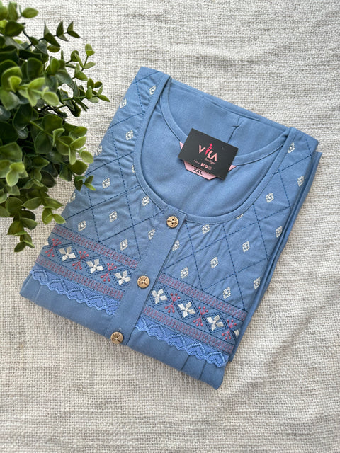 Embroidered Alpine Embroidery Nighty, Half Sleeve at Rs 425/piece