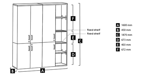 Uniform Large Storage Cupboard with Small & Medium Doors [1600W x 1870 ...