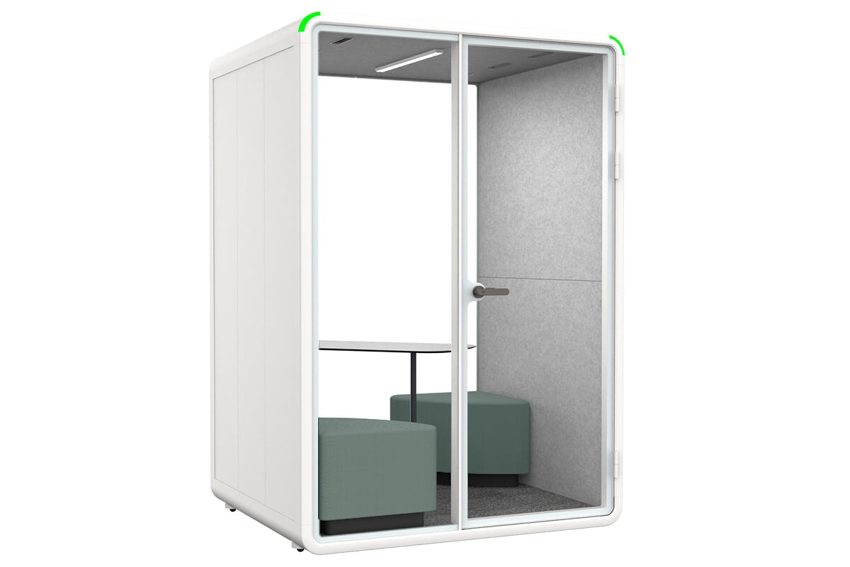 Nest 2 Person Meeting Booth with Diagonal Table [Echo Panel]