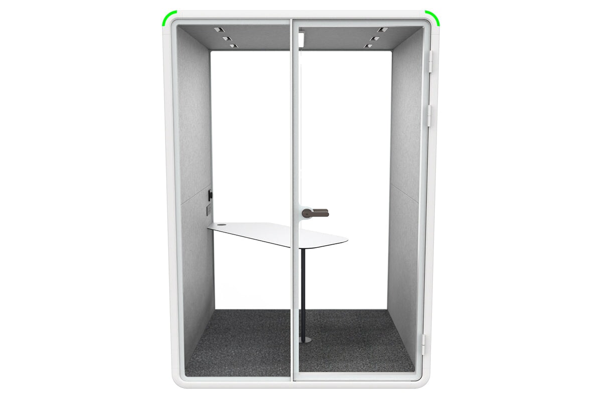 Nest 2 Person Meeting Booth with Diagonal Table [Echo Panel]