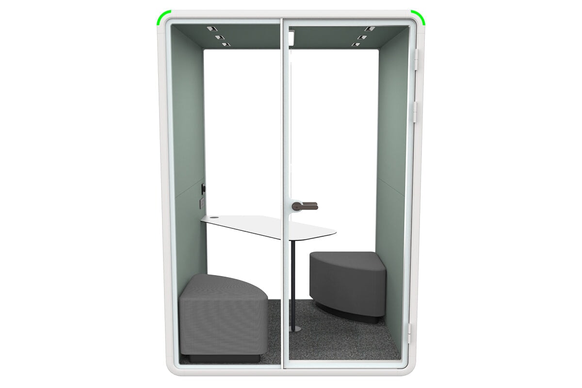 Nest 2 Person Meeting Booth with Diagonal Table [Echo Panel With Fabric]