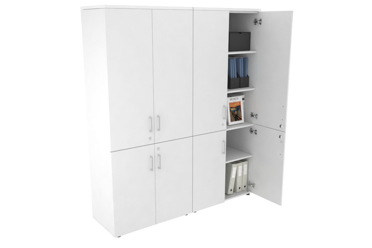 Uniform Large Storage Cupboard with Small & Medium Doors [1600W x 1870 -  White,white,silver handle | JasonL Office Furniture Australia