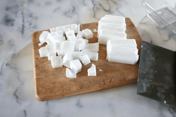 Soap base cut into cubes