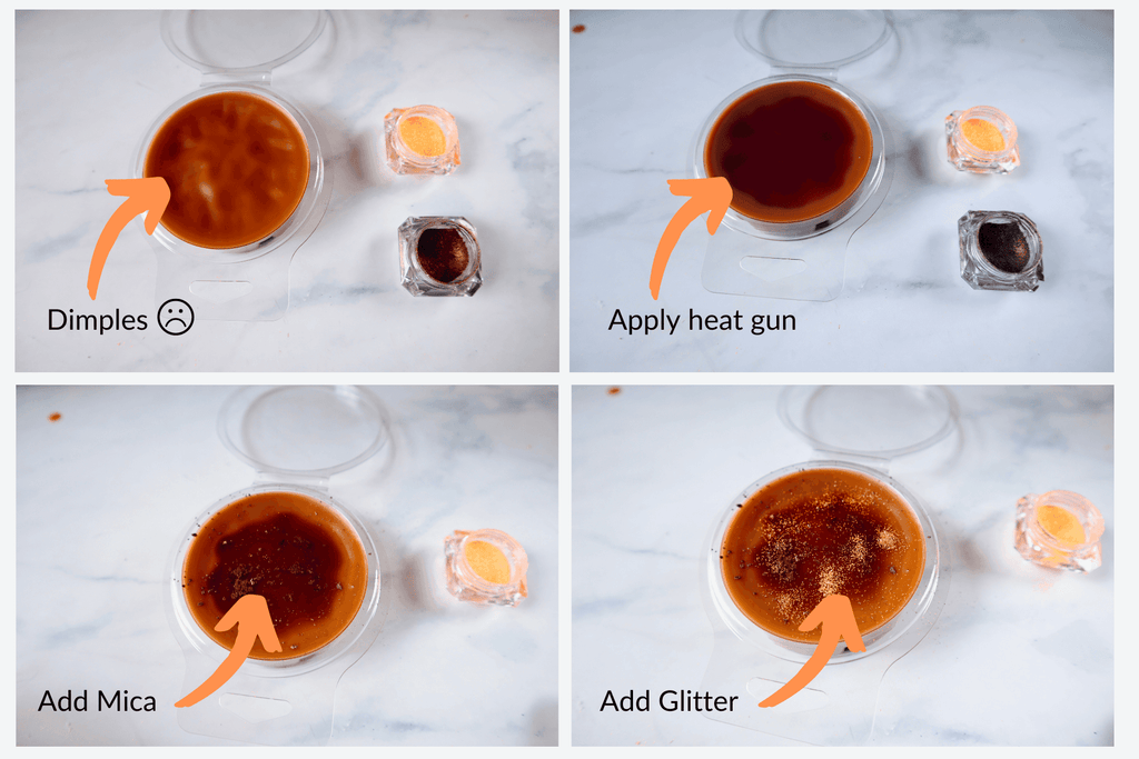 steps for re-melting the top of a wax tart