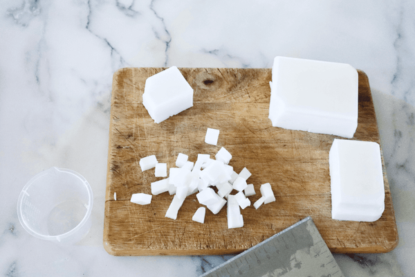 white soap base cut into small cubes