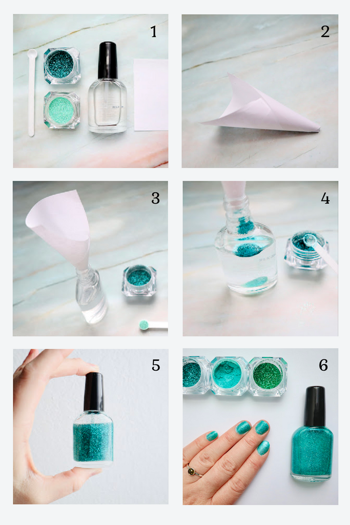 steps for making DIY glitter nail polish at home