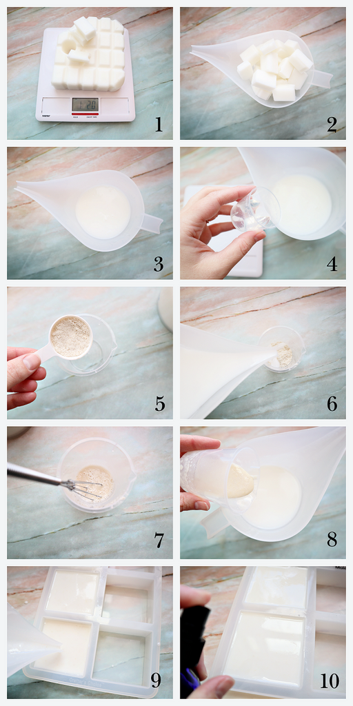 steps for making loofah powder soap