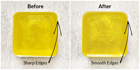 sanding resin before and after