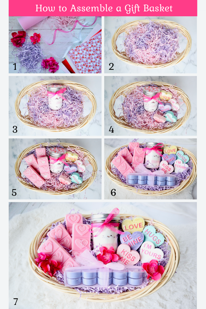 Steps for making a valentine's day gift basket