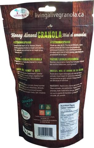 living alive honey almond granola 500 grams
