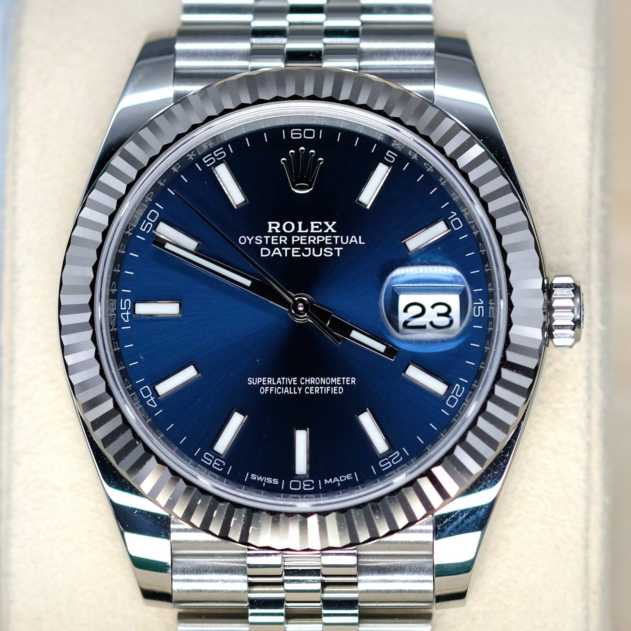 rolex datejust 41mm blue dial jubilee