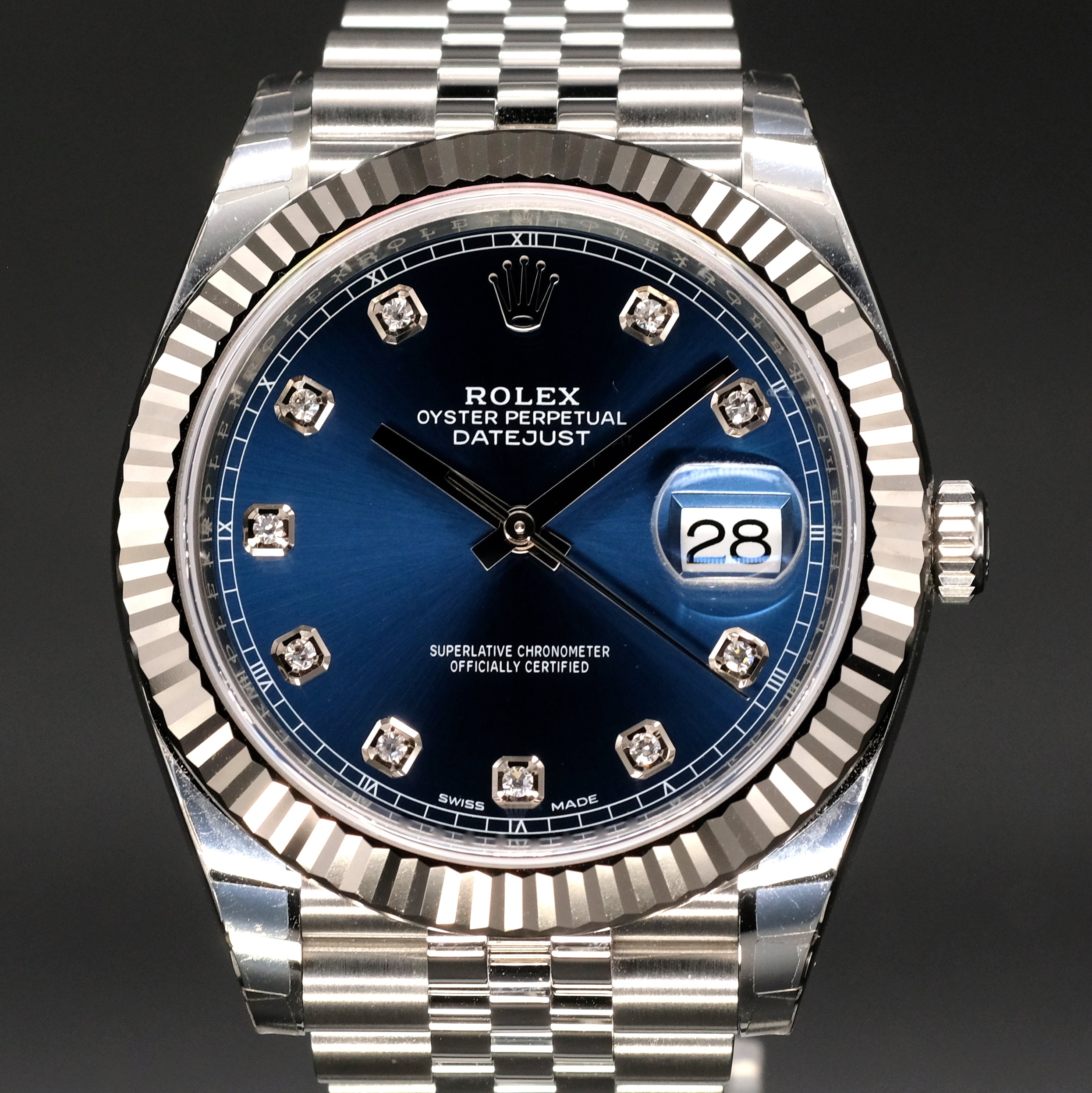 rolex datejust 41mm blue dial jubilee