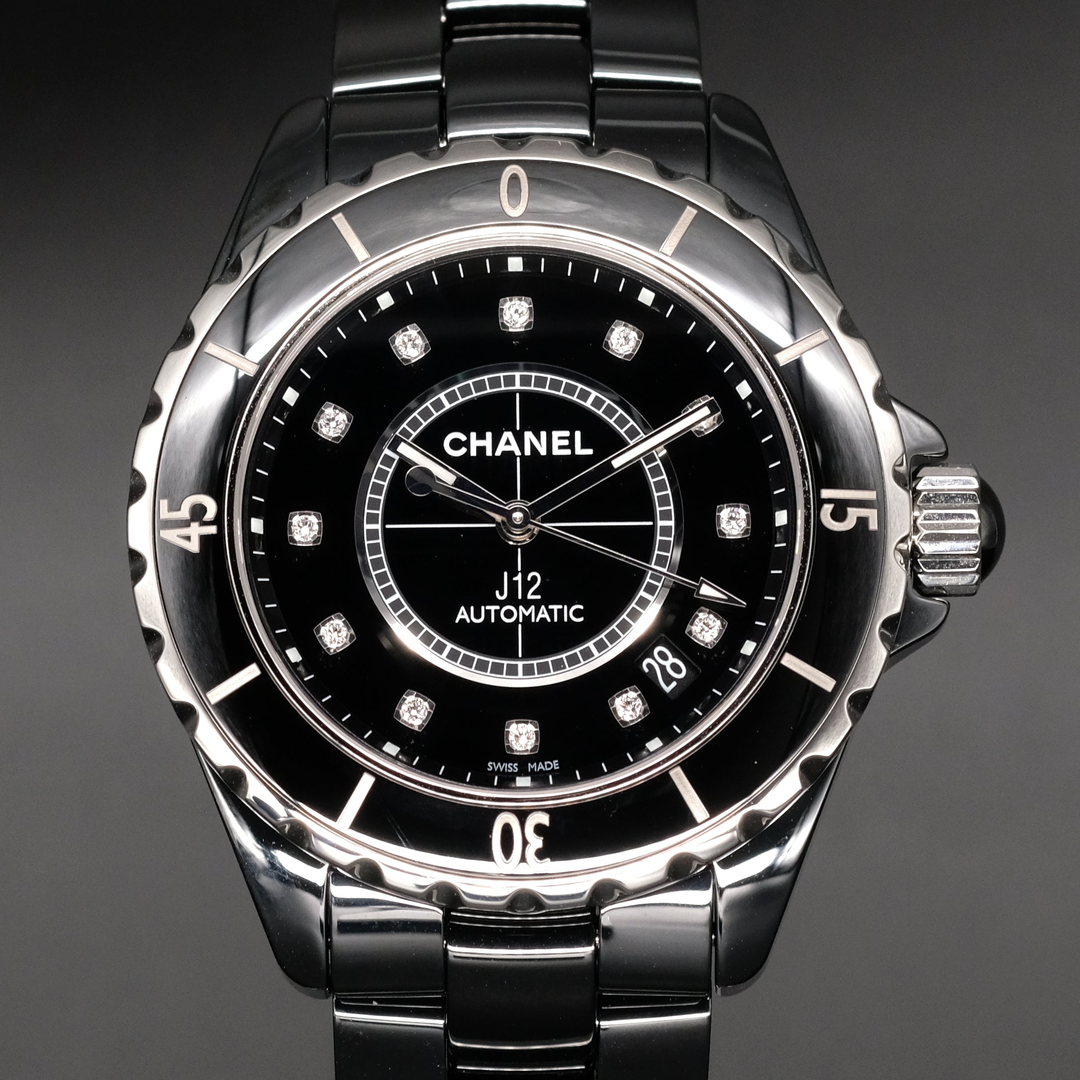 [Brand New Watch] Chanel J12 Black with Diamonds 38mm H1626 MONTREZ