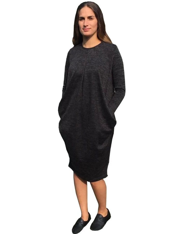 Baby'O Women's Brushed Sweater Knit Pleated Front Slouch Pocket Midi D ...