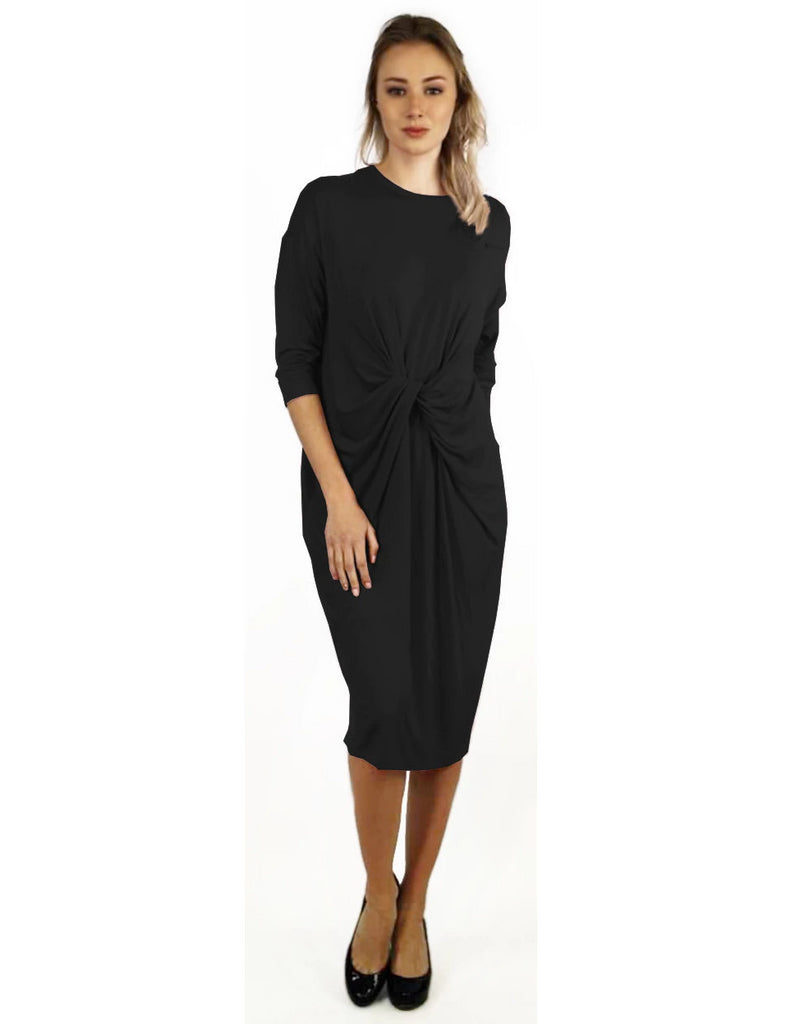 Womens Twisted Drape Front Comfy Dress – Baby'O Clothing Co.