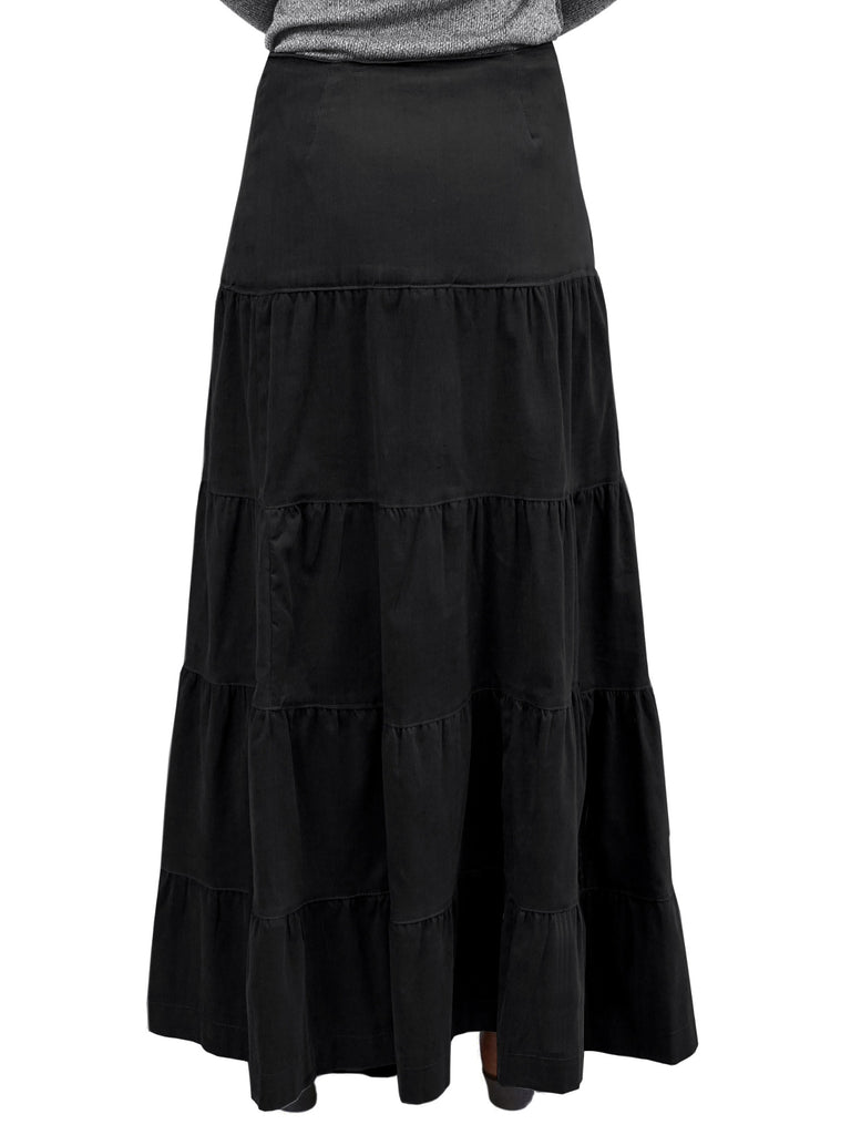 Women's Button Front Long Ankle Length Tiered Corduroy Maxi Skirt ...