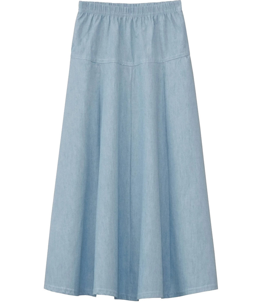 Girl's Ultra Soft Lightweight Denim Fit and Flare A-Line Maxi Skirt 4 ...