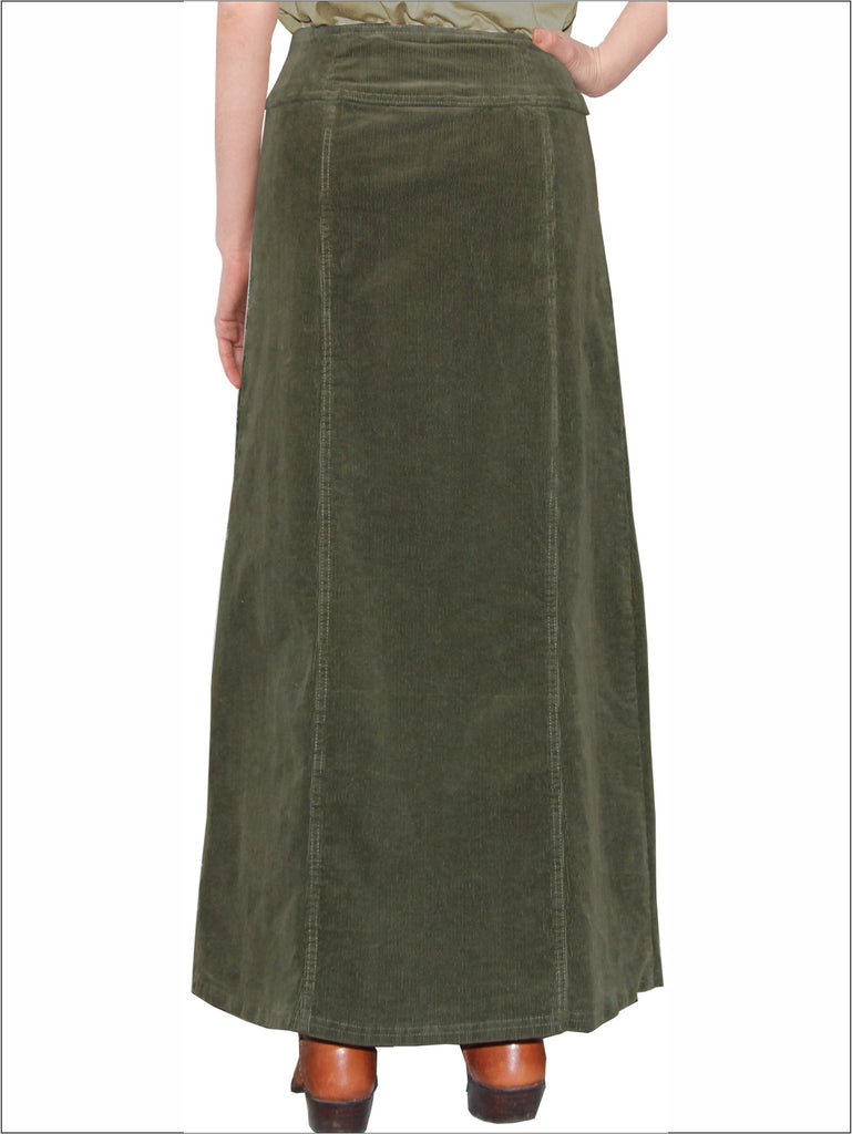 Women's Long Ankle Length Stretch Corduroy A-Line Panel Skirt – Baby'O ...