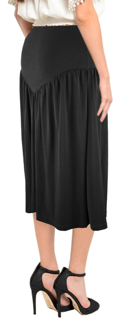 Women's Black Midi Slinky Short Knit V Yoke Skirt – Baby'O Clothing Co.