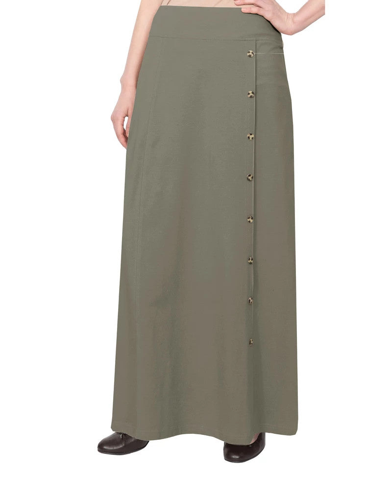 Women's Stretch Cotton Knit Faux Button Front Maxi A-Line Skirt – Baby ...
