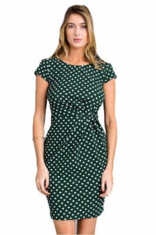 green dress white dots