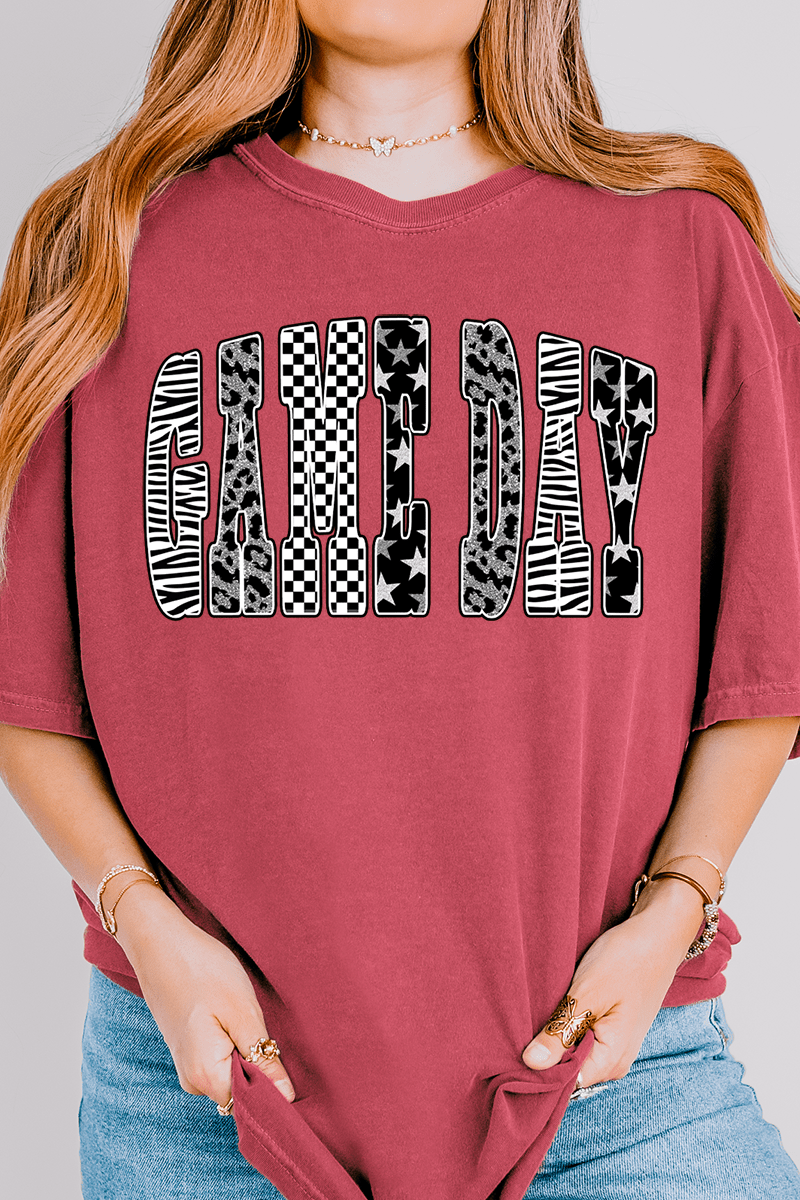 Groovy Game Day Check Comfort Colors Adult Ring-Spun Cotton Tee
