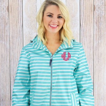 Green White Striped Rain Jacket