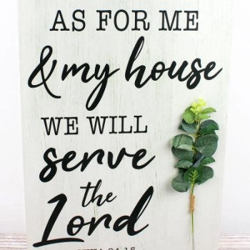 23.5 x 15.75 'Serve the Lord' Botanical Wood Banner Wall Sign