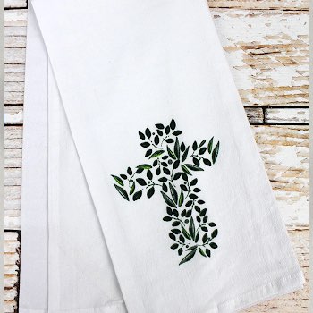 Botanical Cross Flour Sack Hand Towel