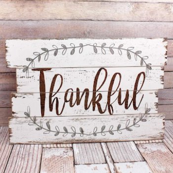 15.75 x 23.5 'Thankful' White Wall Sign