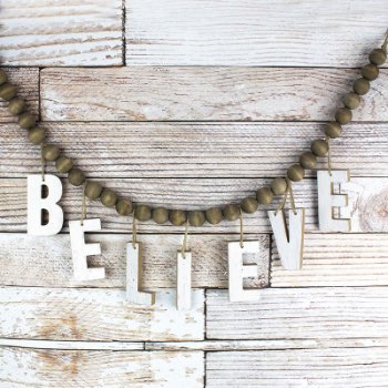 'Believe' Wood Beaded Garland