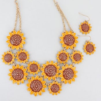 Sunflower bib necklace and earring set