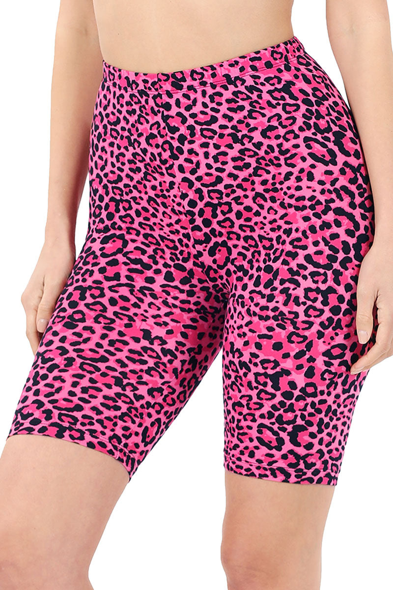 pink leopard biker shorts