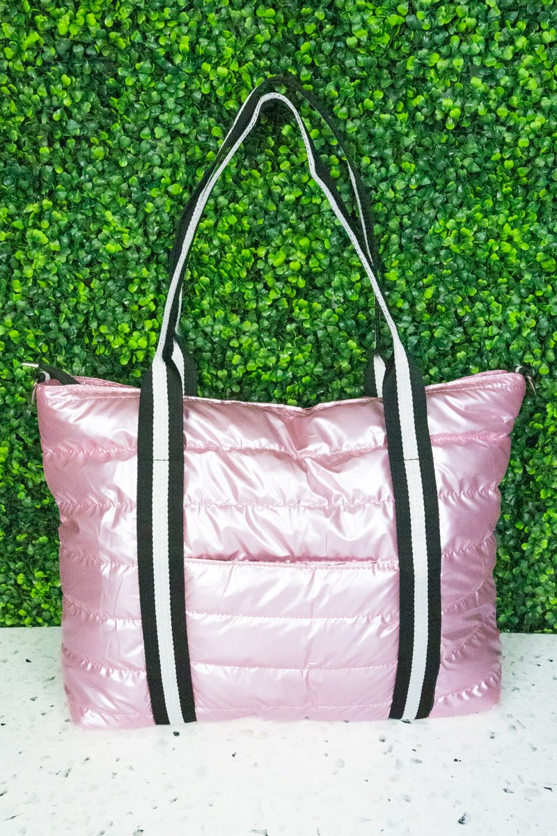 Park Layne Metallic Silver Puffy Tote Bag | Wholesale Accessory Market