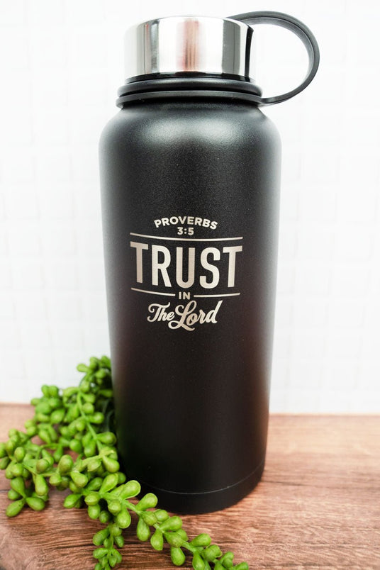 Stainless Steel Water Bottle Black Best Dad Joshua 1:9