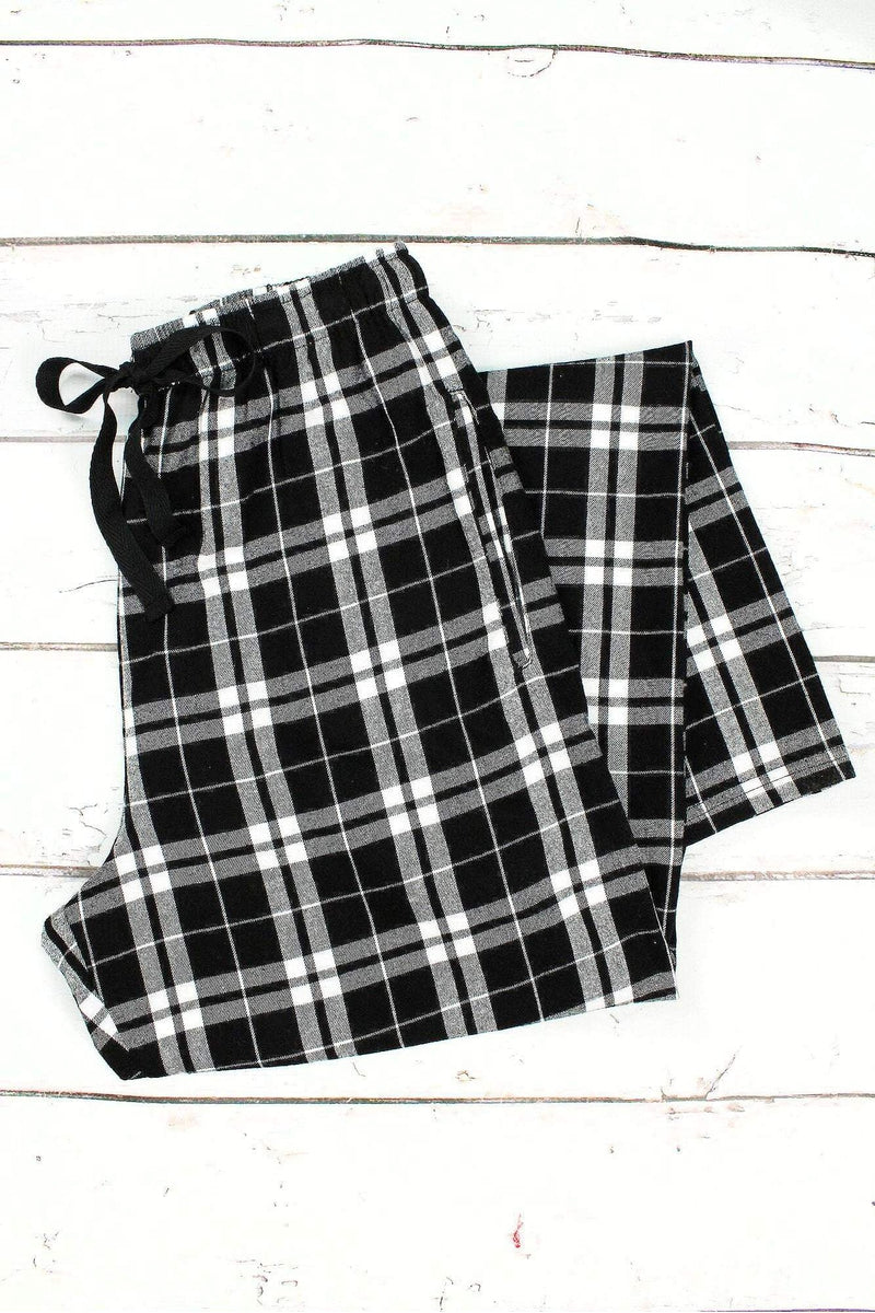 black and white flannel pants