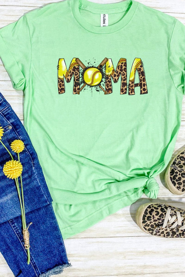 HPV Cheetah Baseball Mama Women's Soft-Tek Blend Crop T-Shirt| Wholesale Accessory Market L / Bahama Mint - BAW