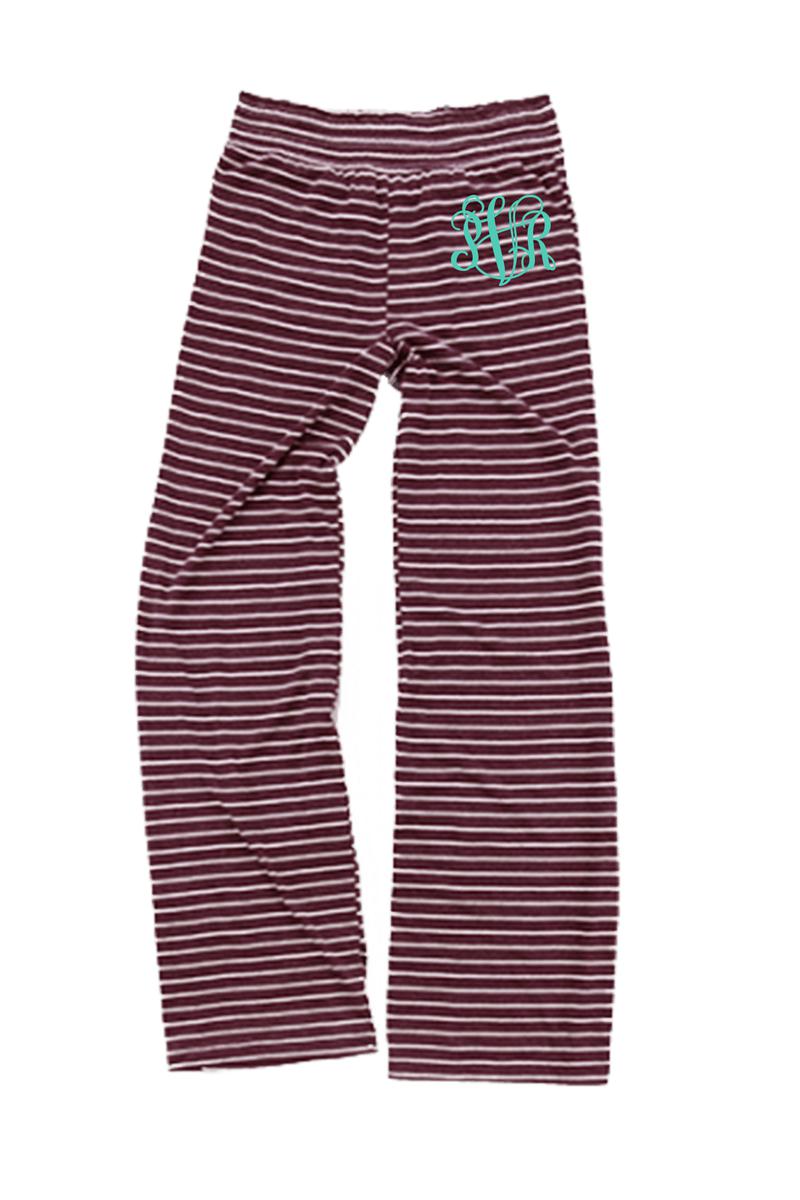 maroon striped pants