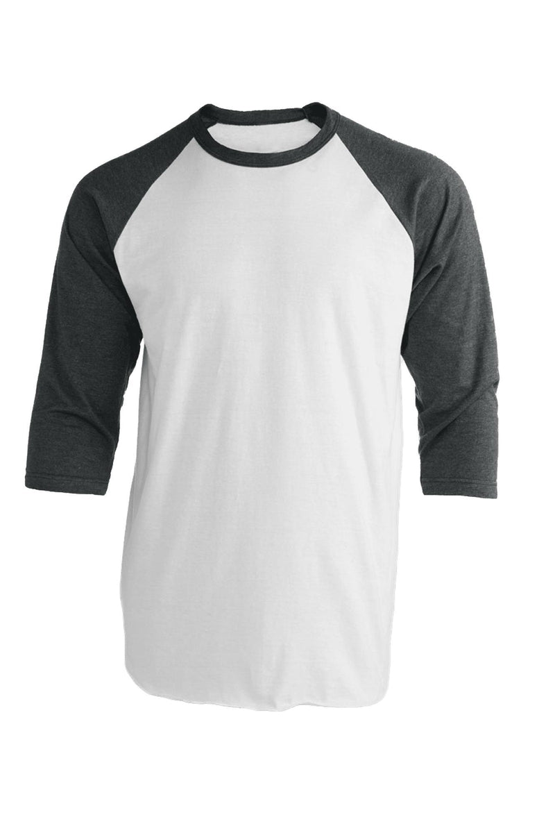 Tultex Unisex Fine Jersey Raglan Tee, White/Heather Charcoal #245 ...