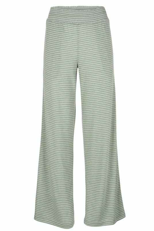 Boxercraft Women's Evelyn Sage/White Stripe Wide Leg Lounge Pant