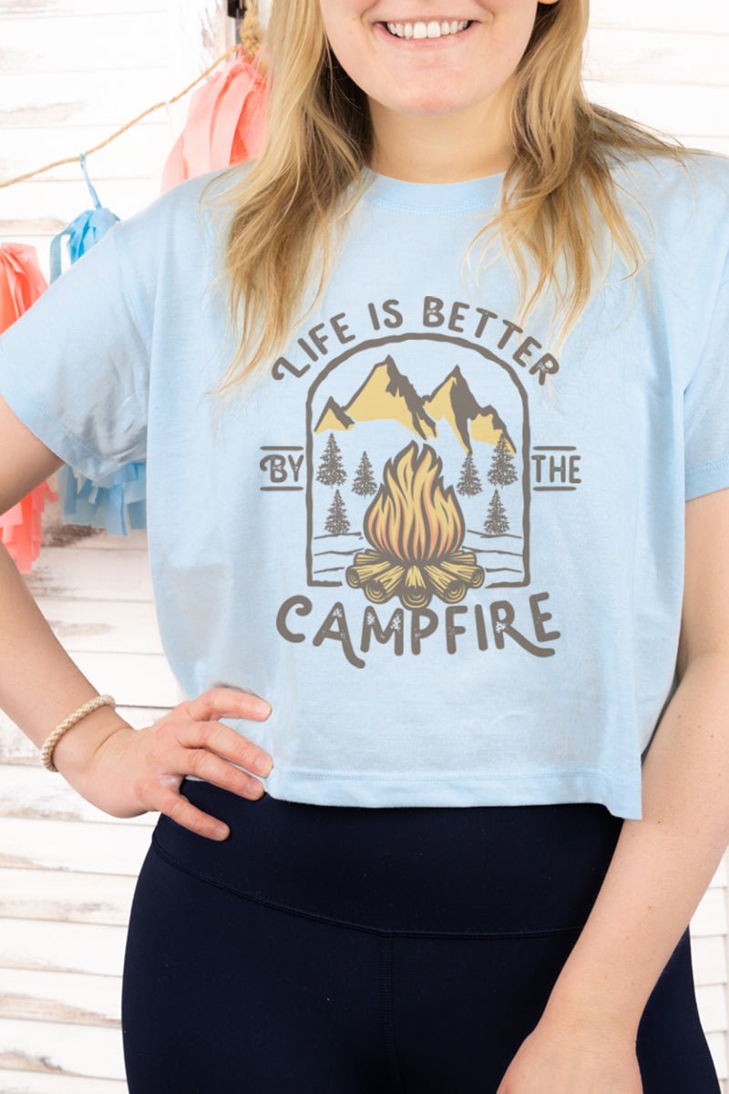 Happiest Camper Vibes Women's Soft-Tek Blend Crop T-Shirt