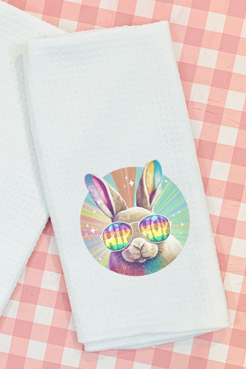 Here Comes Peter Cottontail Waffle Kitchen Towel