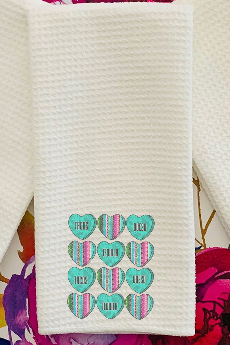 Fancy Turquoise Cow Waffle Kitchen Towel