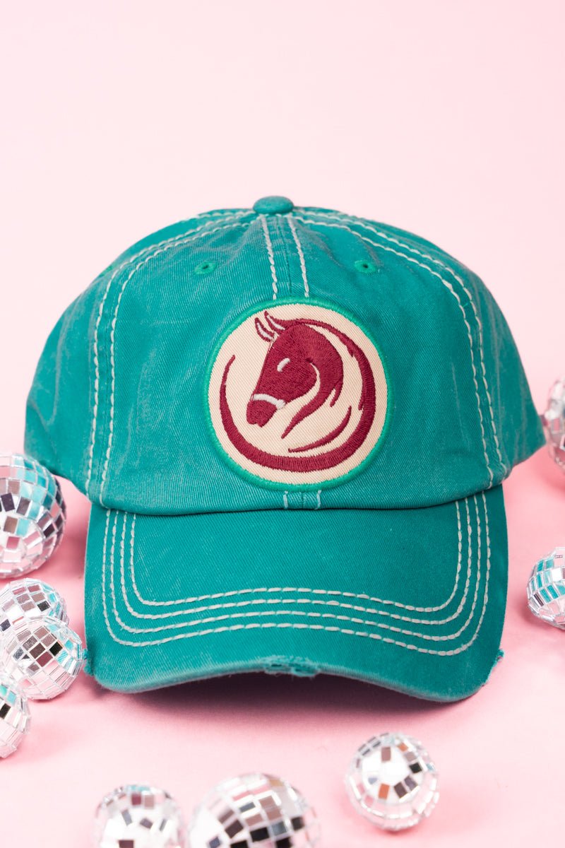 at styre Spænde ude af drift Distressed Turquoise Horse Emblem Cap | Wholesale Accessory Market