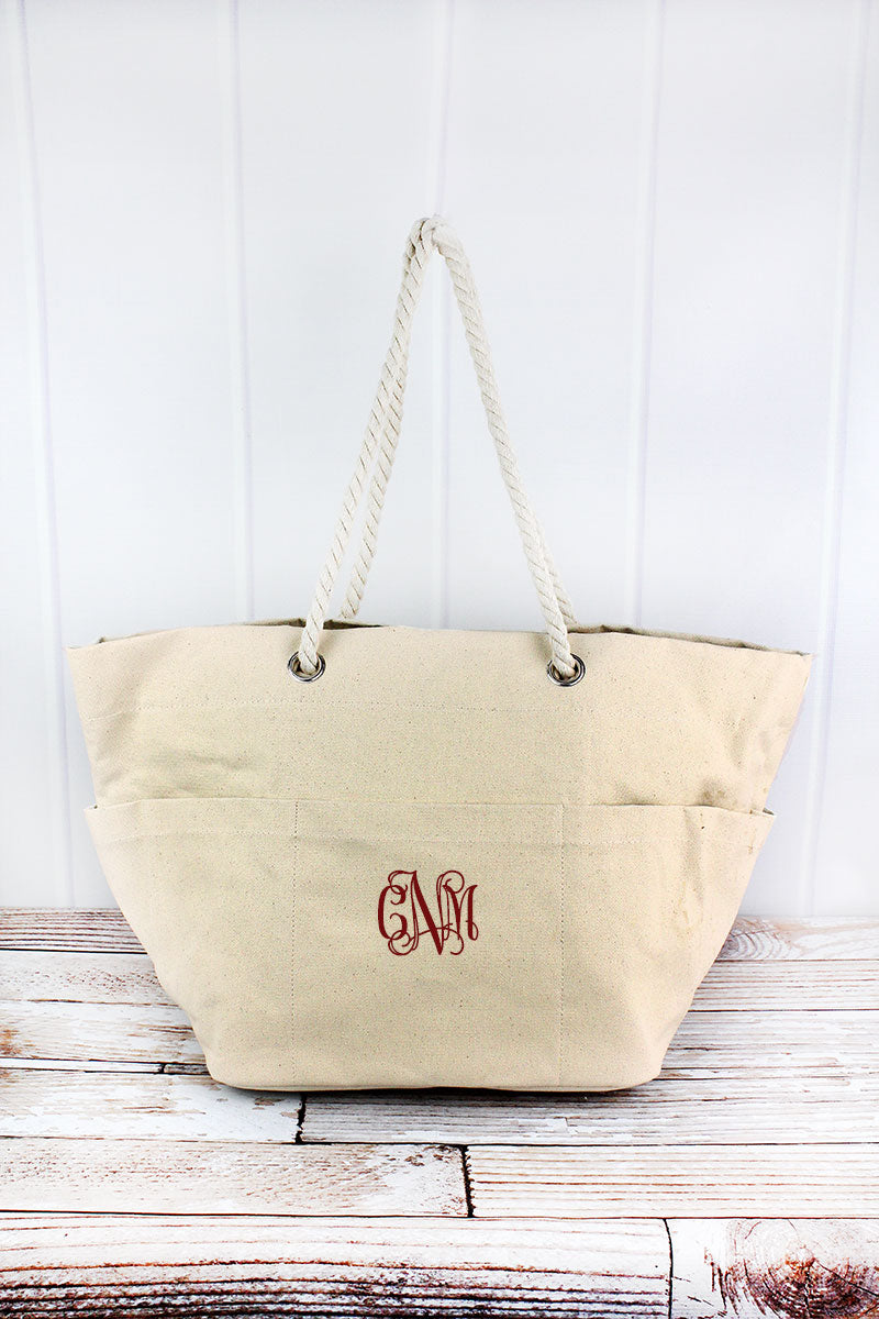 canvas beach tote with rope handles