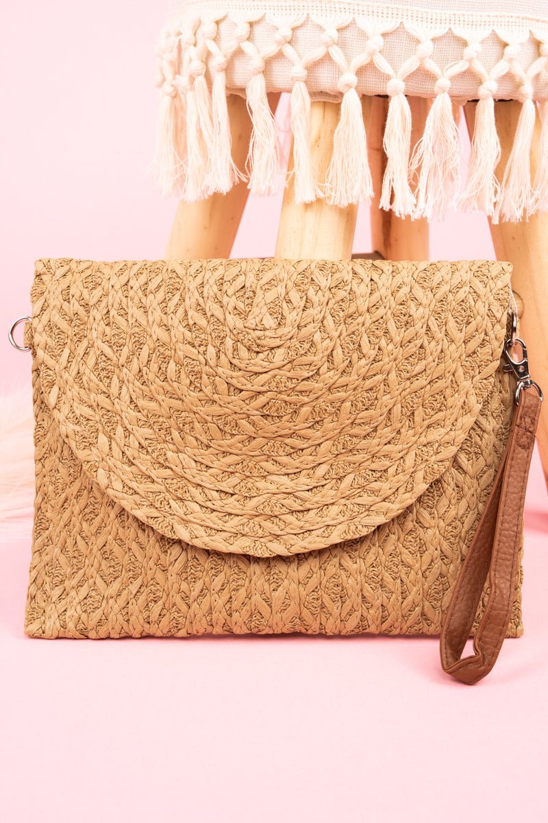 Raffia Straw Envelop Clutch