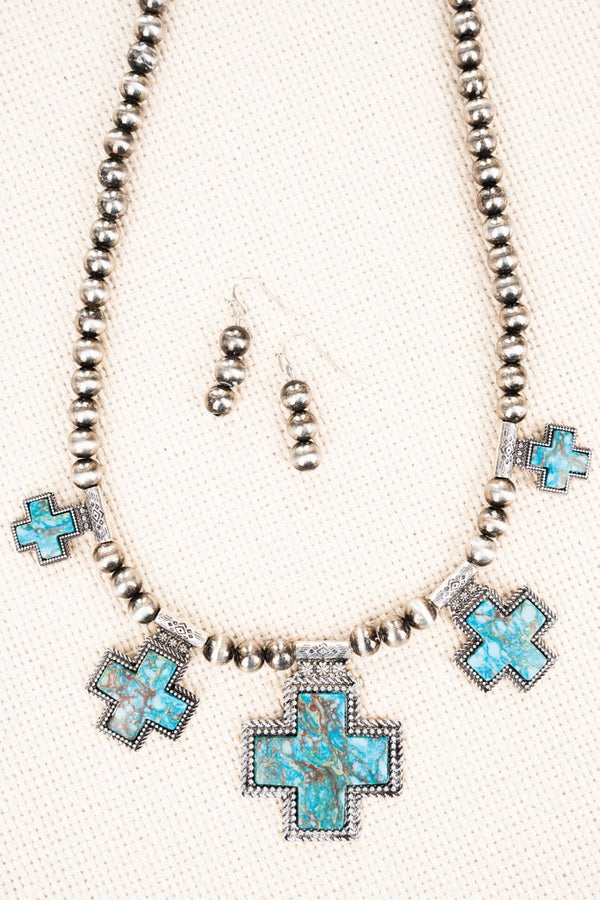Moa Cecilia Cross Necklace and Earring Set