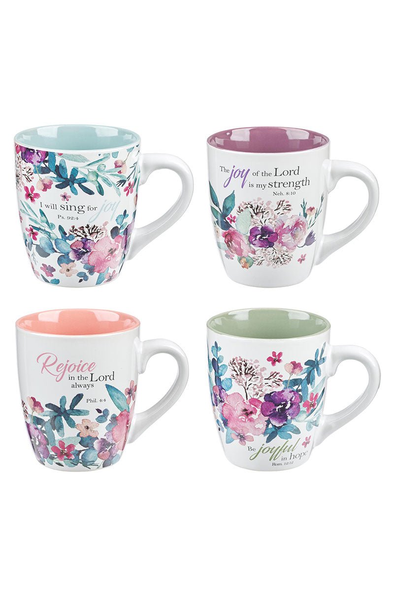 Faith Trust Hope and Love Floral Mug Set